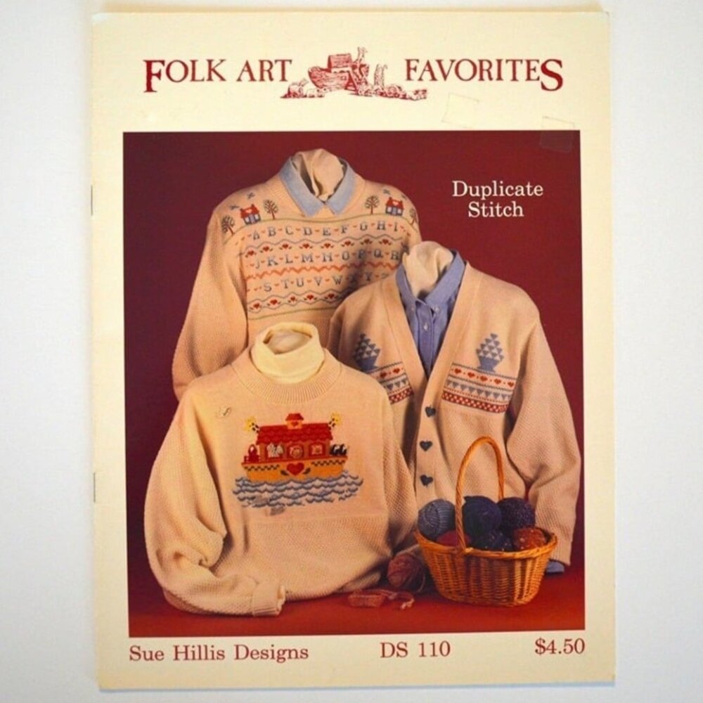 5/$15 Vintage Pattern Noahs Ark Folk Art Favorite Hillis Duplicate Stitch Knit